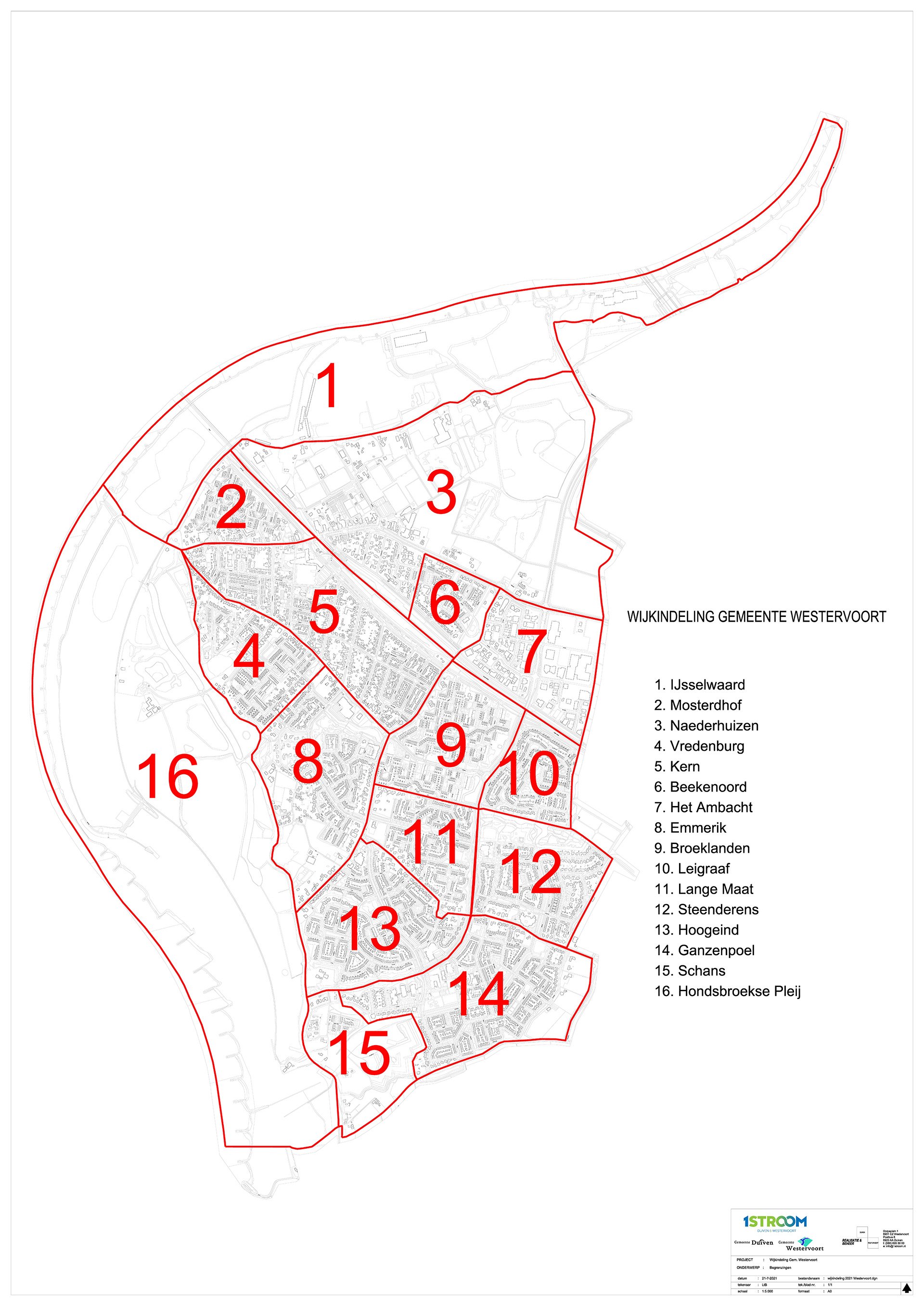 Wijkindeling gemeente Westervoort 2021