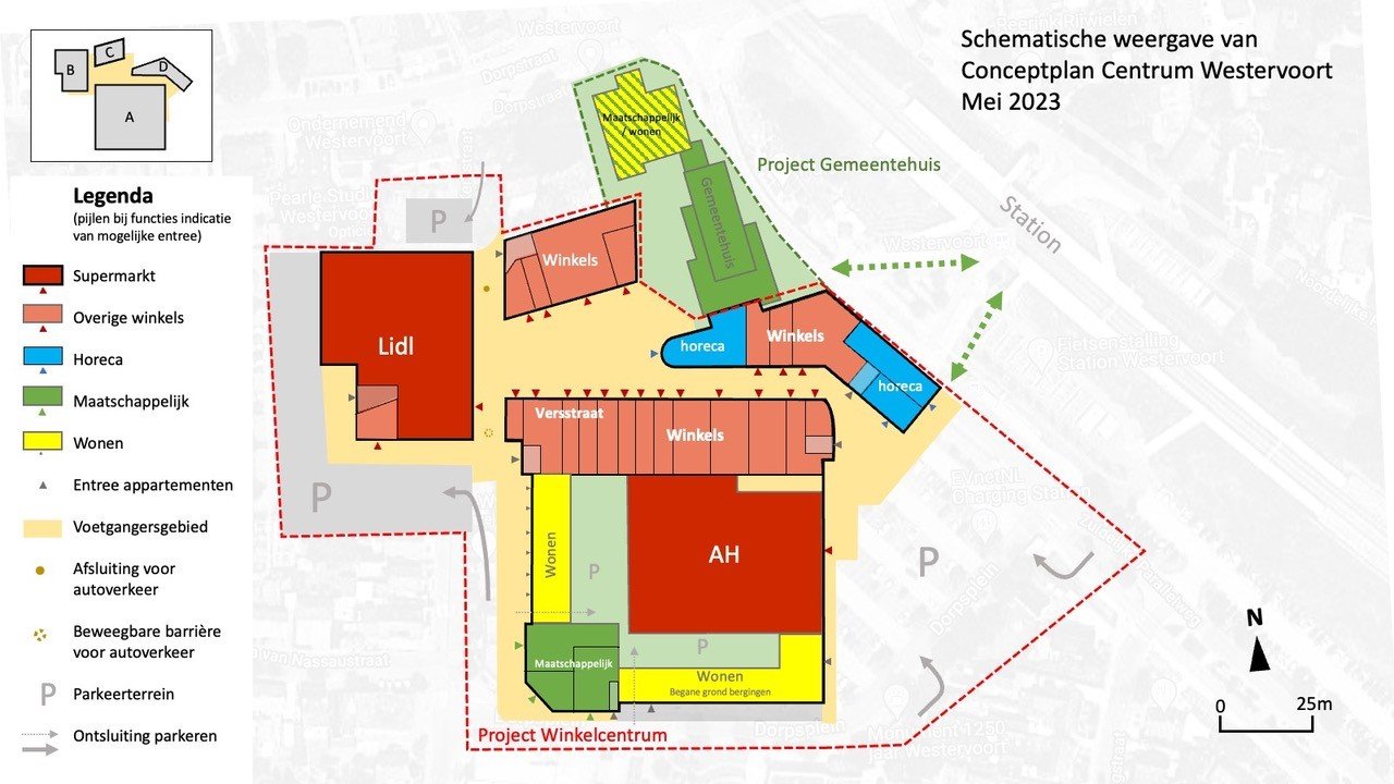 Kaart conceptplan centrum Westervoort