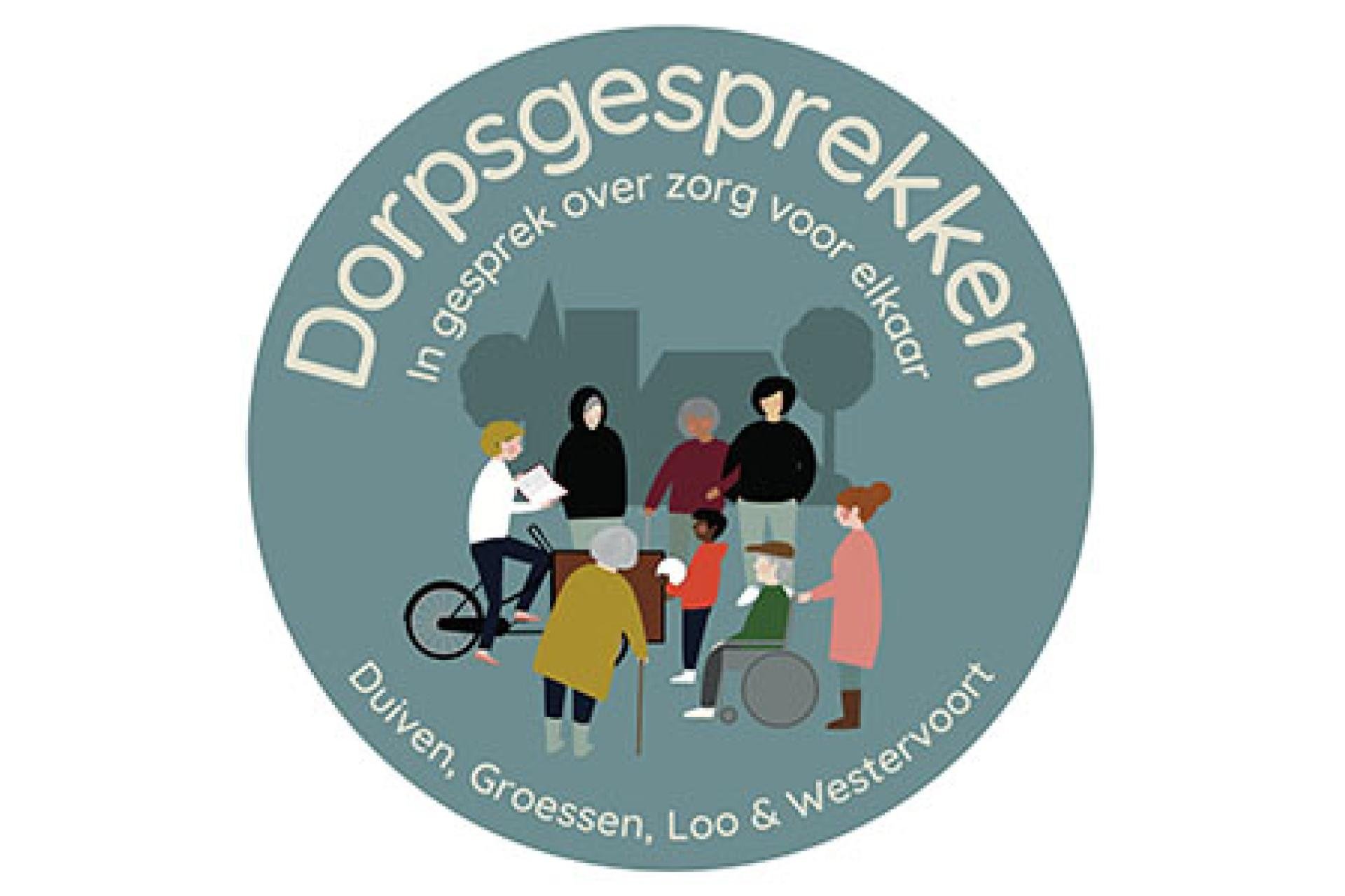 Logo Dorpsgesprekken met groep mensen in gesprek